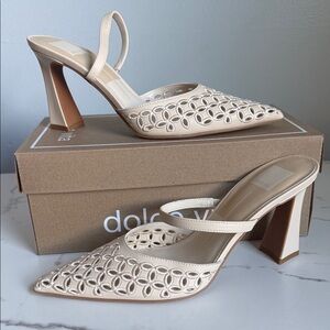 Dolce Vita Nayana Eyelet Beige Cutout Heels